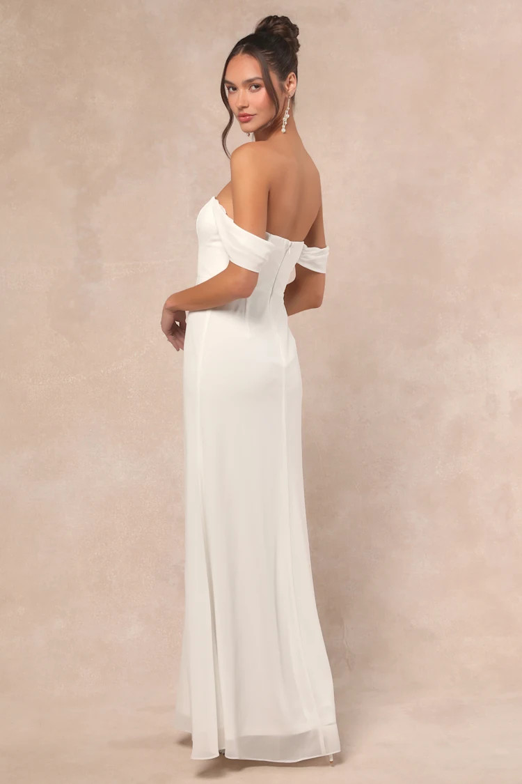 Magical Magnetism White Off-the-Shoulder Maxi Dress | Lulus