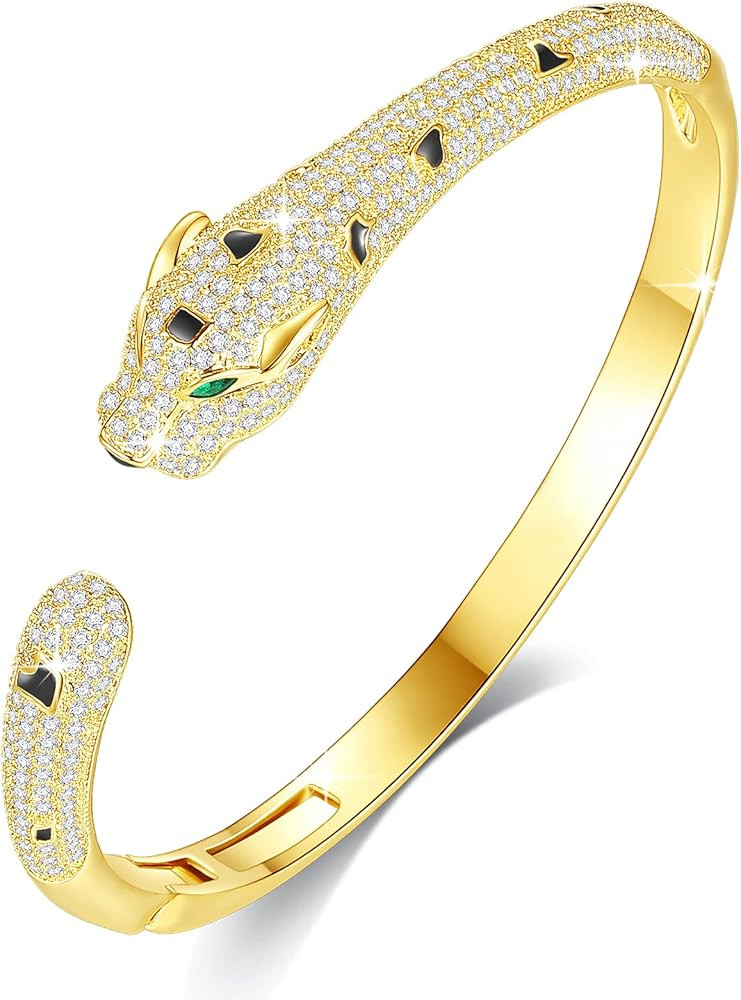 VICISION Panther Bracelet/Panther Ring, Gold/Silver Leopard Design Bangle/Ring, Gifts for Mom Wif... | Amazon (US)