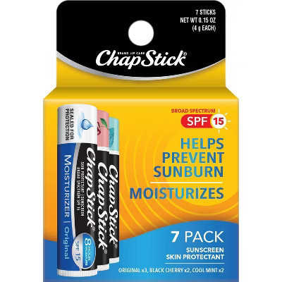 Chapstick Moisturizer Lip Balm - Original/Black Cherry/Cool Mint - SPF15 - 7ct | Target