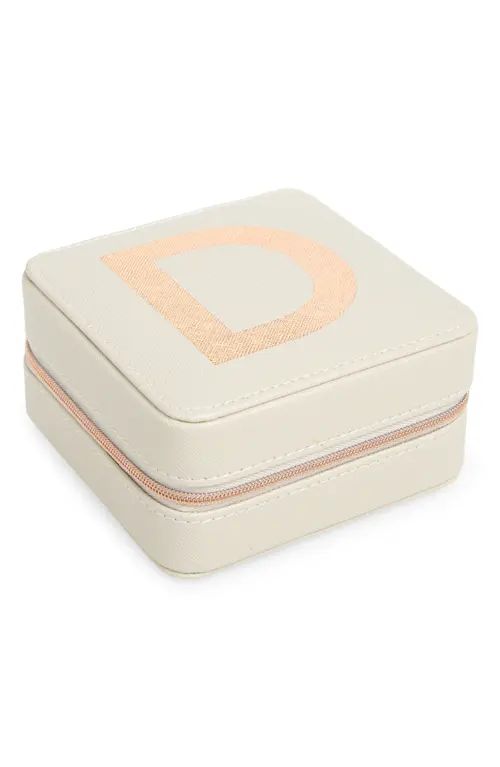 Nordstrom Initial Zip Square Jewelry Box in D- Grey- Rose Gold at Nordstrom | Nordstrom