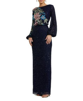 Mac Duggal Embellished Multi Color Floral High Neck Gown  | Bloomingdale's EDITORIAL Wedding Seas... | Bloomingdale's (US)
