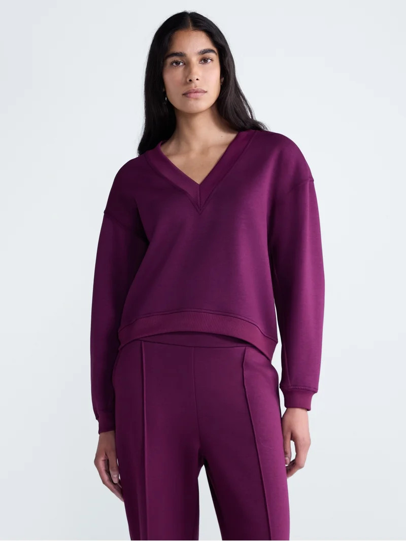 Scoop Women's and Women's Plus V-Neck Sweatshirt, Sizes XS-4X | Walmart (US)