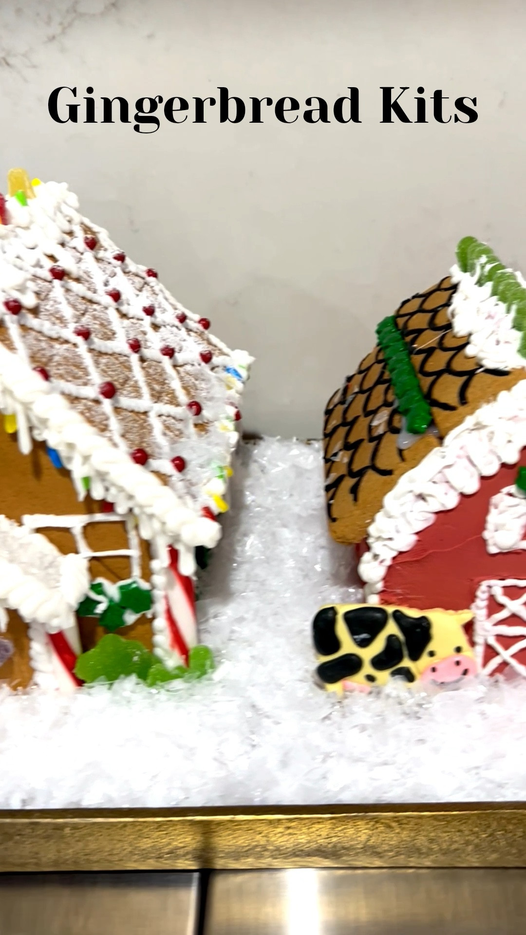 This is a tradition our kids insist on doing every year! I put them on a tray and added fake snow so the mess is contained. Pro tip: put these kits together with hot glue and then add the icing . 

#LTKHoliday #LTKKids #LTKSeasonal