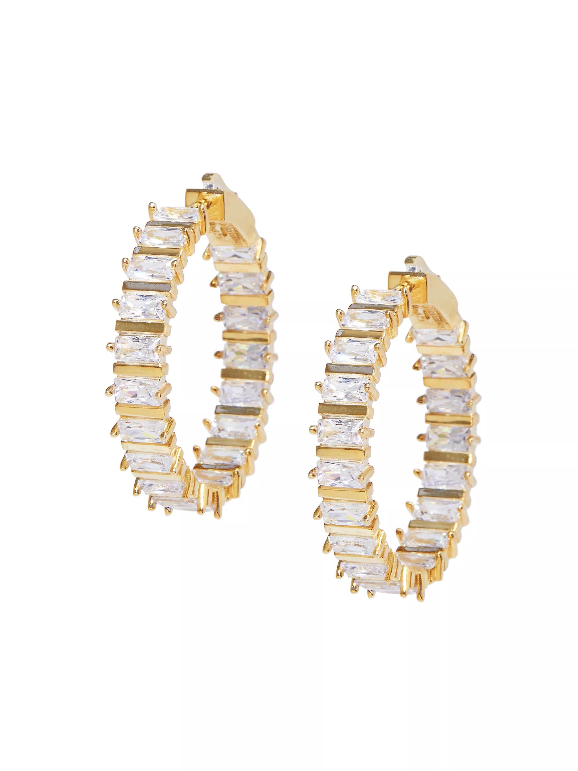 Novelty Taylor 14K Gold-Vermeil & Crystal Hoops | Saks Fifth Avenue