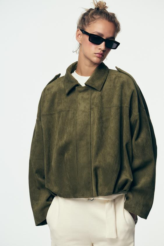 NEWSUEDE EFFECT BOMBER JACKET$ 99.90 Mid khaki Dark brownMid khaki | 4344/655/533Add to cartAddBo... | Zara US