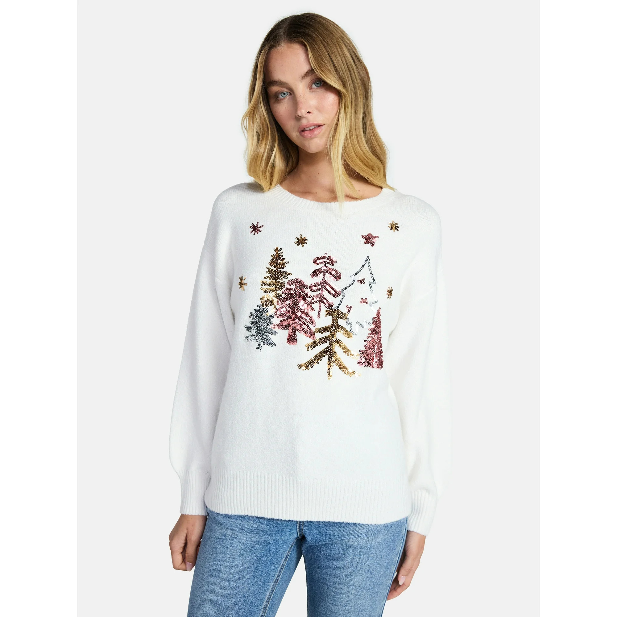 Holiday Time Pretty Chrismas Sweater | Walmart (US)