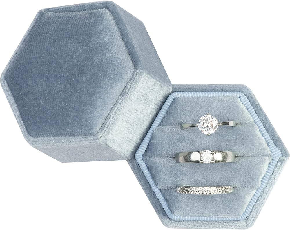 Equal Hexagon Velvet Ring Box Storage 3 Slots for Wedding Ceremony Proposal Engagement Birthday (... | Amazon (US)