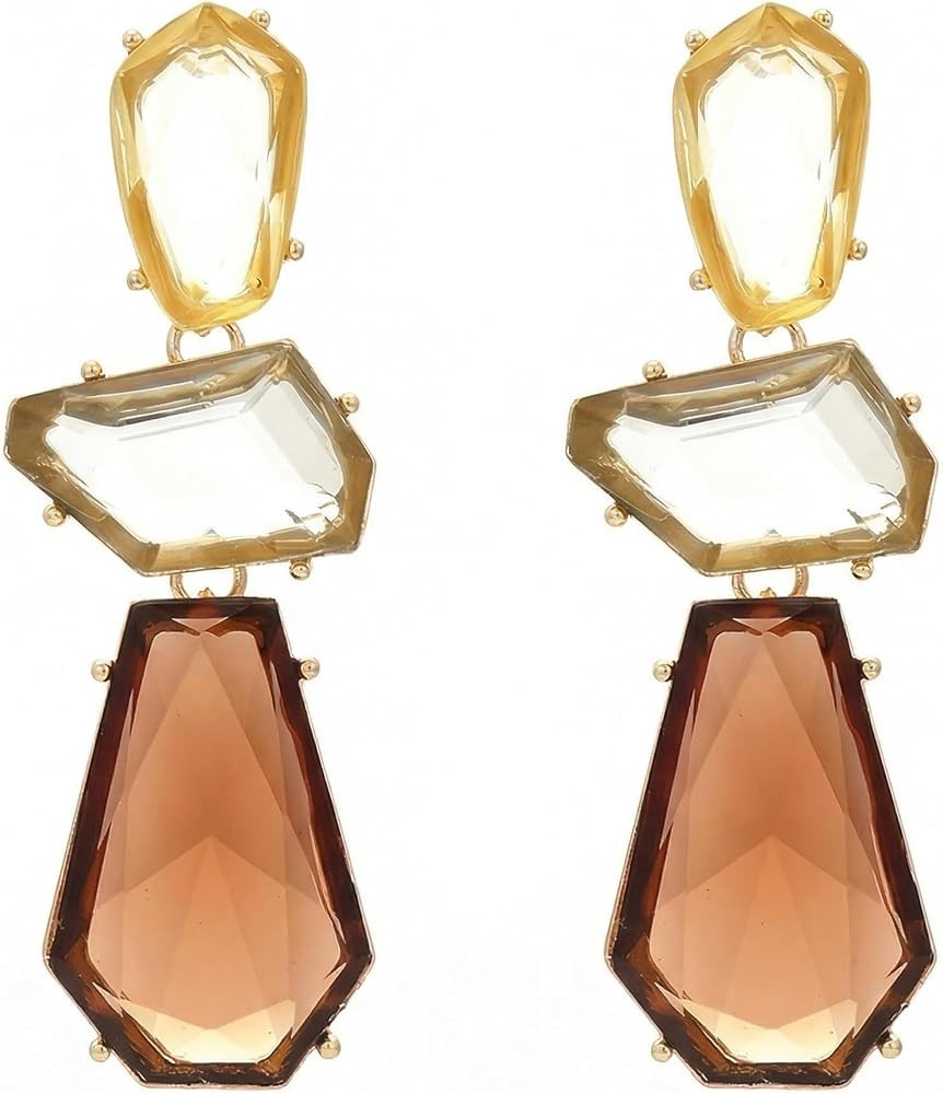 Vintage Rhinestone Large Drop Statement Earrings, Boho Geometric | Amazon (US)