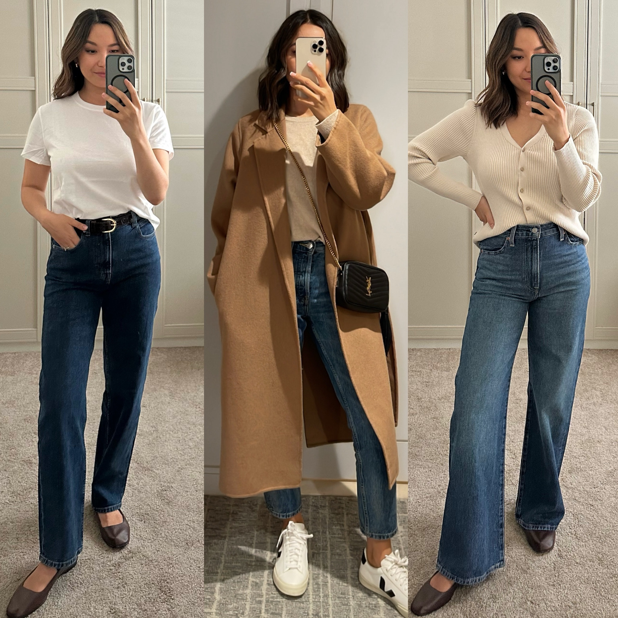 Classic jeans for fall: [everlane has 25% off sitewide] 

1. Everlane way high Street jeans
2. Everlane 90s cheeky jeans - straight leg ankle, sized down in this vintage mid wash
3. Levi’s ribcage wide leg jeans - 30” inseam, also link the Madewell wide leg jeans, which are a stretchier option

#LTKSeasonal #LTKSaleAlert