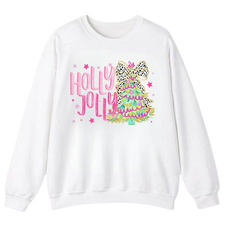 Holly Jolly Tree Crewneck - Colorful Holiday Graphic Sweat - Seasonal WearGift For Fan. Holiday Sweat Unisex Comfort Sweatshirt Color: White Size: S | Walmart (US)