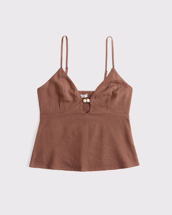 Linen-Blend Beaded Cami | Abercrombie & Fitch (US)