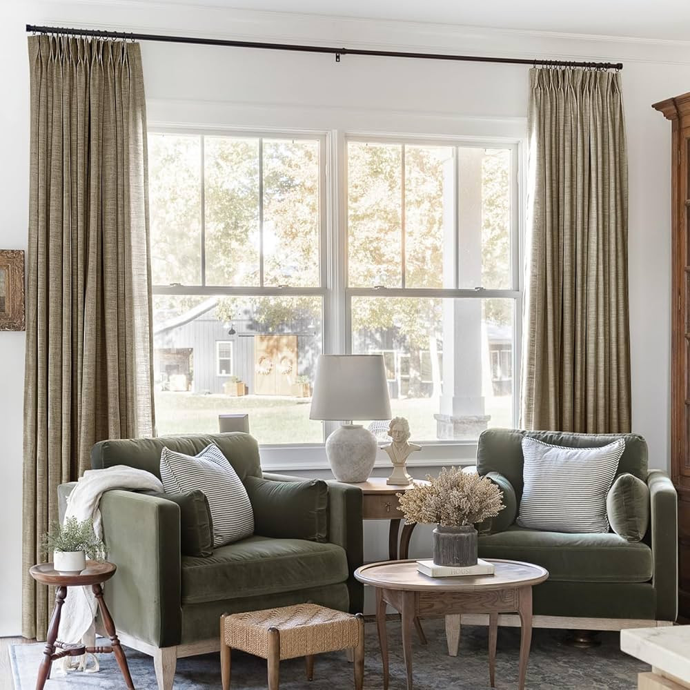 TWOPAGES 72 W x 102 L inch Pinch Pleat Unlined Light Filtering Drape Faux Linen Curtain Drapery P... | Amazon (CA)