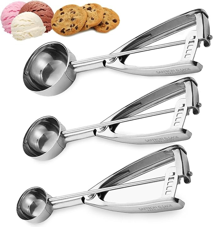 Saffron & Sage Cookie Scoop Set - Heavy Duty Stainless Steel 1, 2 & 4 Tbsp Cookie Scoops for Baki... | Amazon (US)