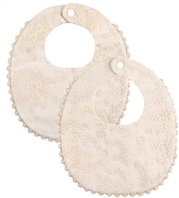 Baby Bib for Girls,Reversible Waterproof Handmade Natural Cotton Baby Drool Bib 0-12 Months 2 Pac... | Amazon (US)