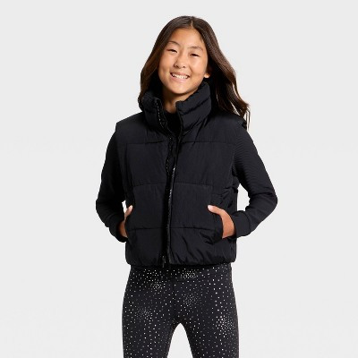 Girls' Puffer Vest - All In Motion™ Black XS | Target