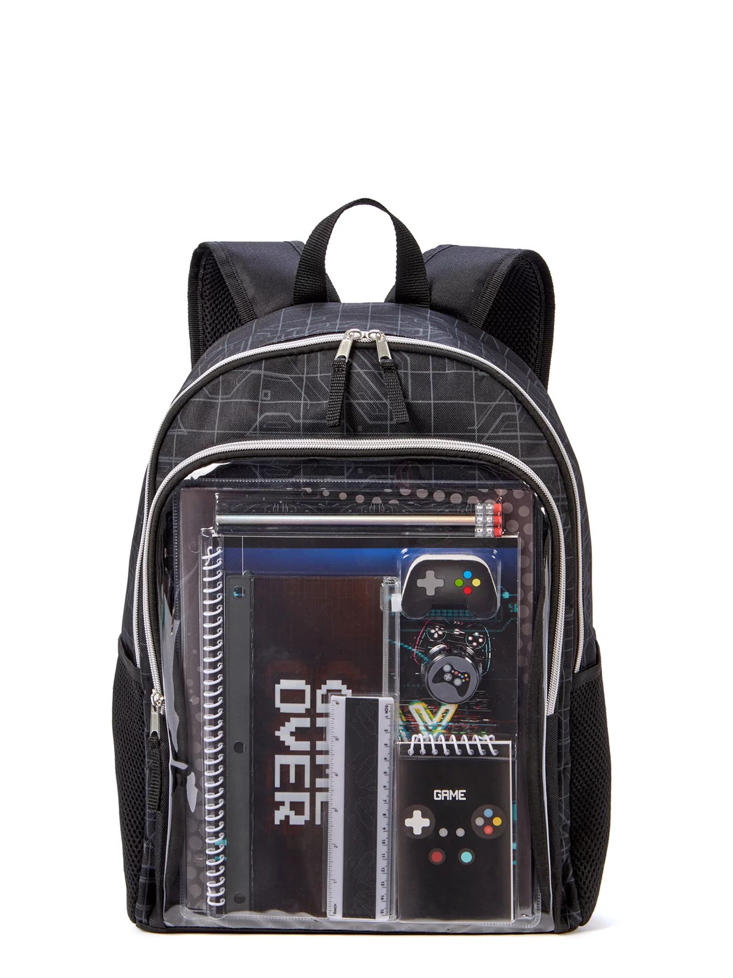 Schoolyard Vibes Boys Children Backpack with Stationary Set "Game Over" Print Black | Walmart (US)
