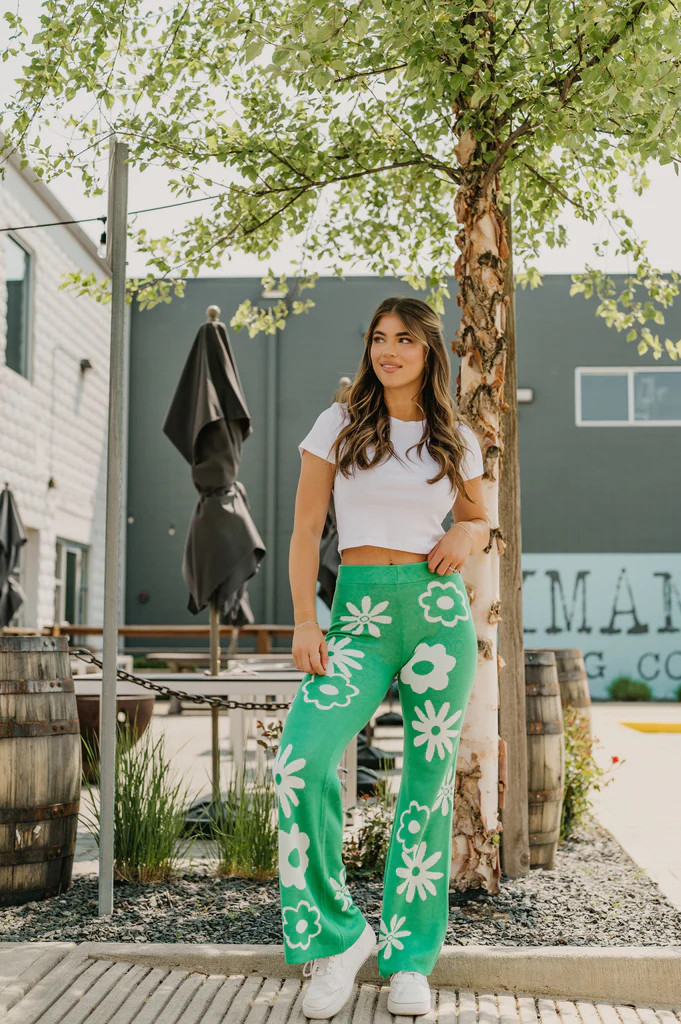 Wild Flower Green Pants | She Is Boutique