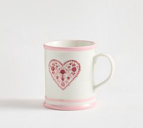 Heart Block Print Stoneware Mugs - Set of 4 | Pottery Barn CA
