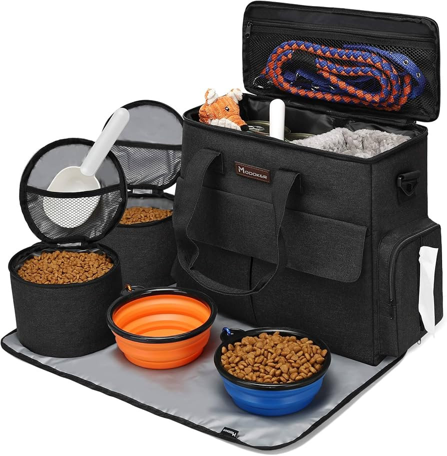 Modoker Dog Travel Bag Dog Travel Kit for a Weekend Away Set Includes Pet Travel Bag Organizer fo... | Amazon (US)