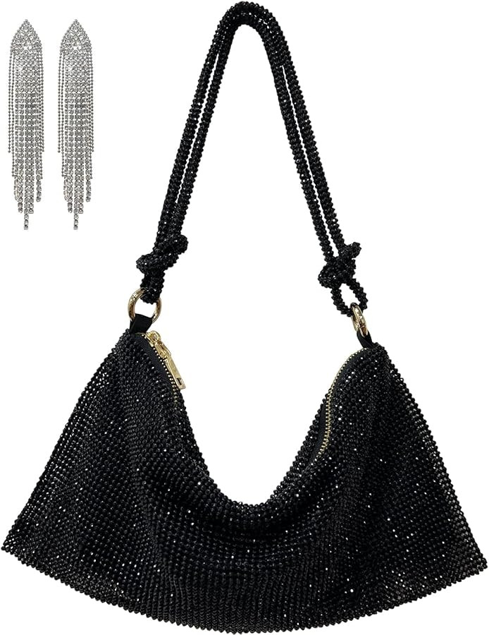 Rhinestone Purse Top Handle Mesh Bag Crossbody bag Purse Clutch Purses for Women Gift | Amazon (US)
