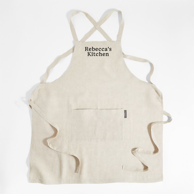 Marin Natural Tan European Flax -Certified Cotton Apron + Reviews | Crate & Barrel | Crate & Barrel