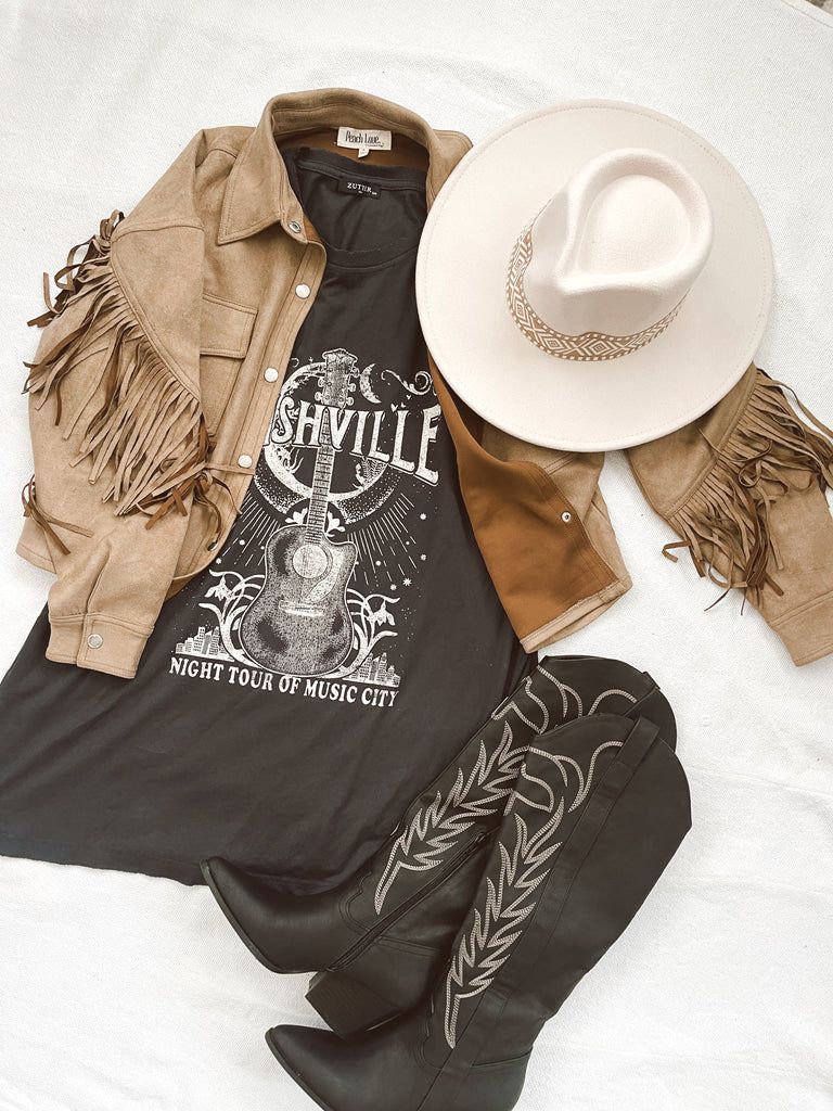 Nashville Charcoal Graphic T-Shirt Dress | She Is Boutique