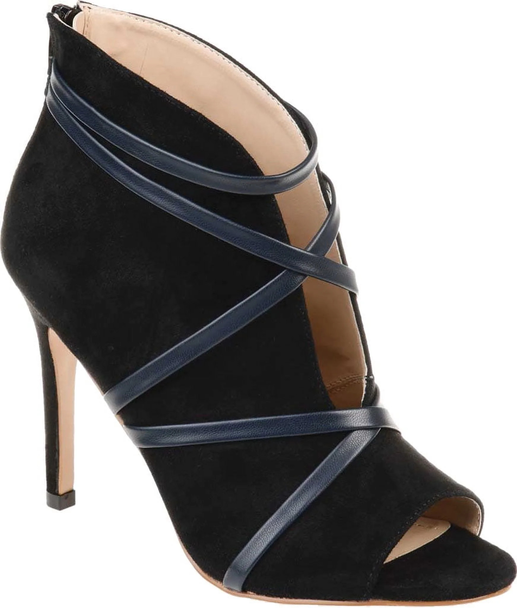 Women's Journee Collection Samara Heeled Open Toe Bootie Black Faux Suede 8 M - Walmart.com | Walmart (US)