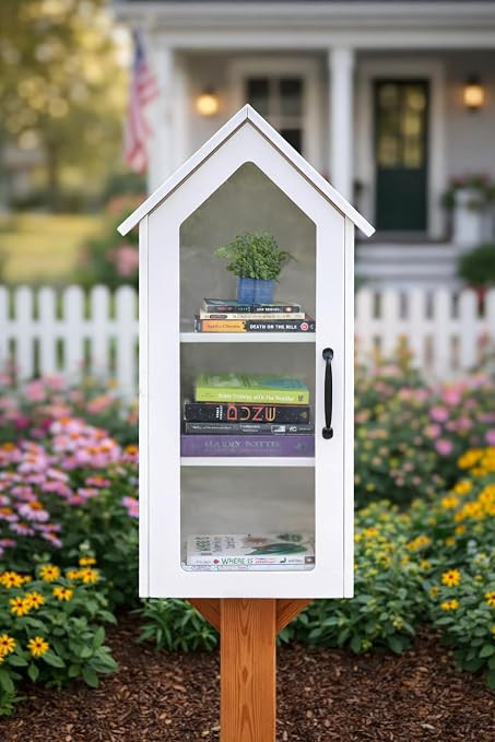 Ilyapa Little Library Box Outdoor - 14x12x35 Inch, White Library Book Kit - Weatherproof Composit... | Amazon (US)