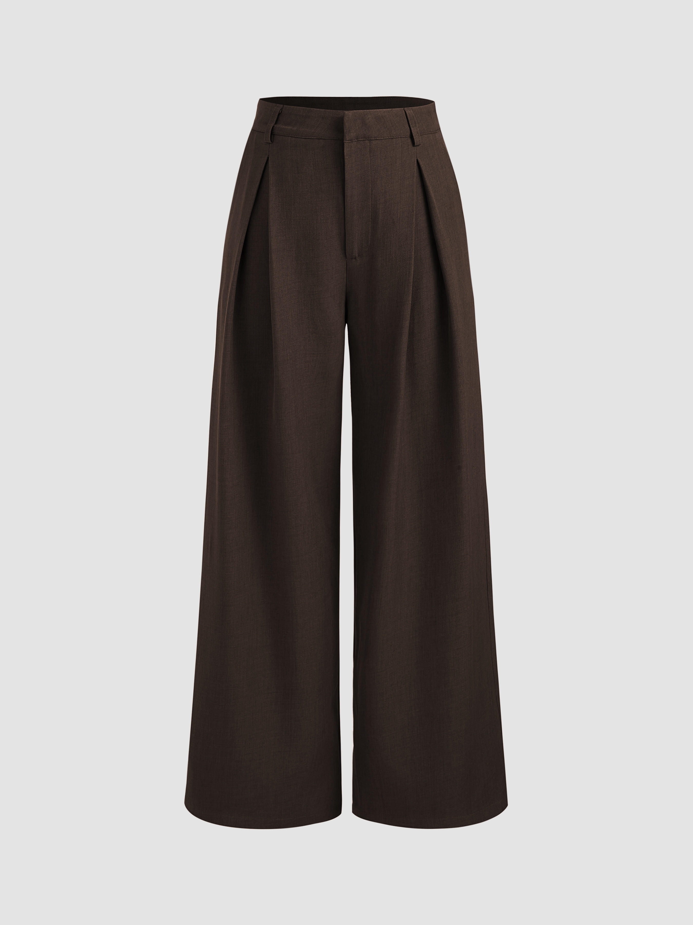 Woven Mid Rise Solid Pocket Straight Leg Trousers For Daily Casual Work | Cider