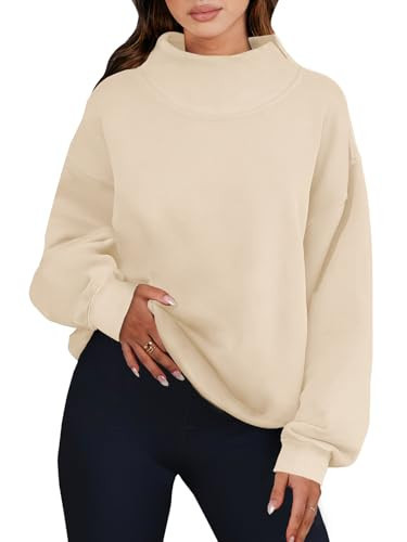 ANRABESS Womens Oversized Sweatshirts Turtleneck Pullover Long Sleeve Hoodies Tops 2025 Fall Fashion Preppy Outfits Apricot-M | Amazon (US)