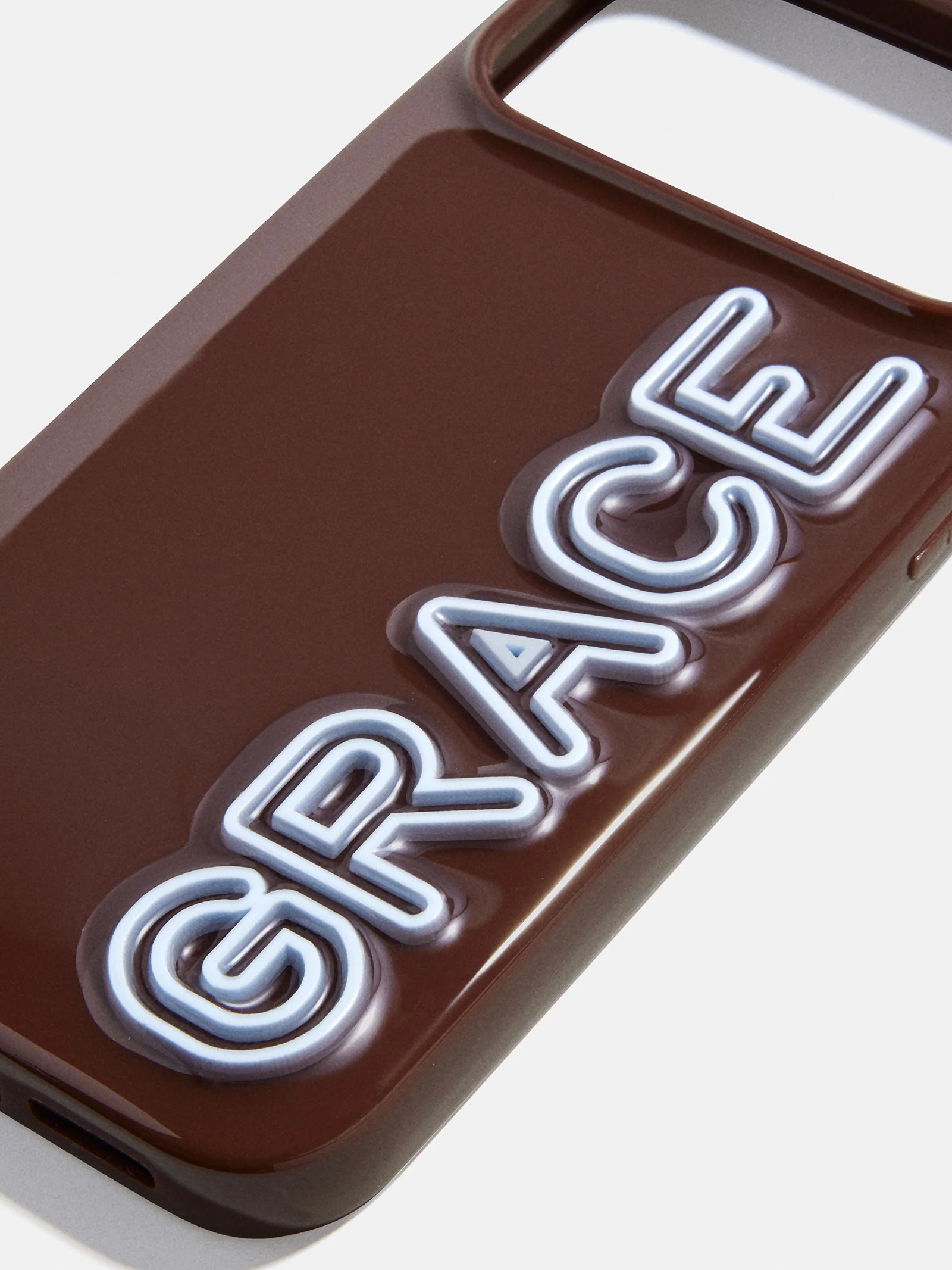 Fine Line Custom iPhone Case - Dark Brown/Baby Blue | BaubleBar