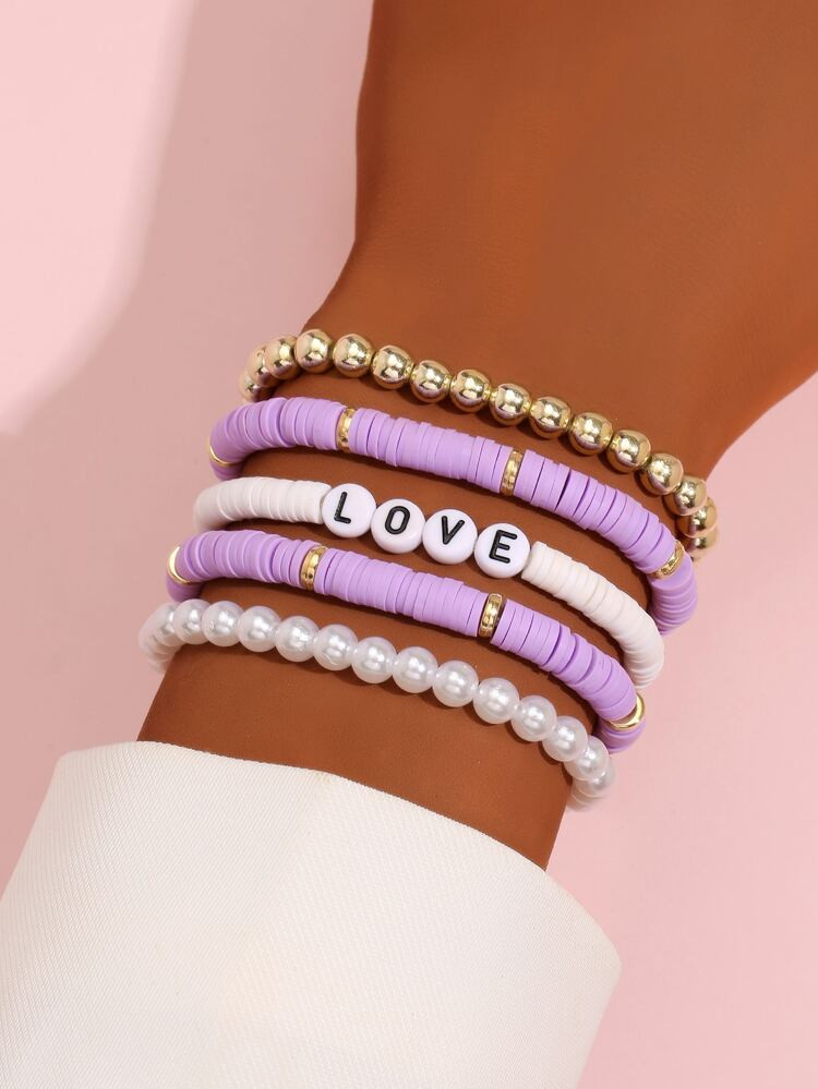 5 stuks Letter Decor Kralen Armband | SHEIN