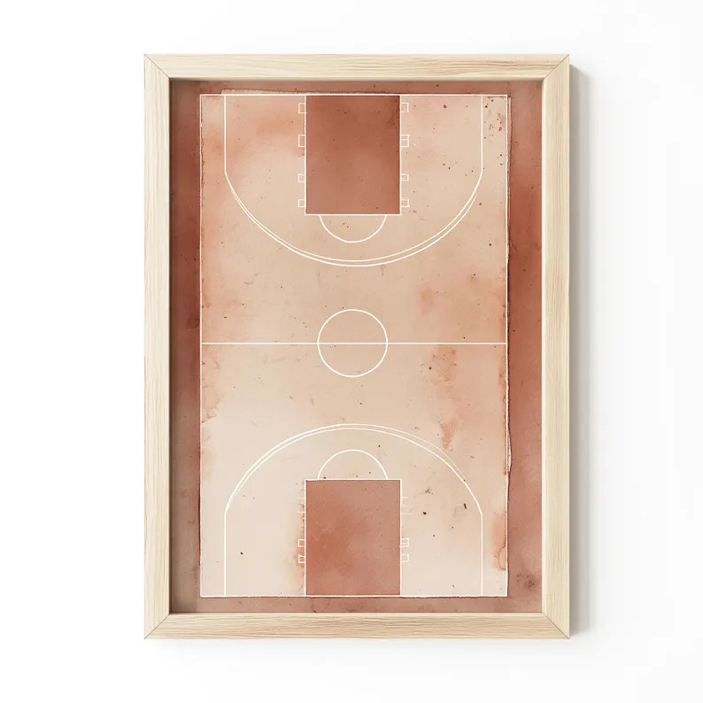Minimalist Basketball Court Diagram Watercolor Art, Sports Decor (Digital Download) 272 | Etsy (Global)