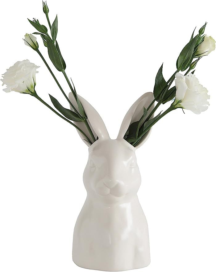 Creative Co-op DA5769 Ceramic Bunny Rabbit Flower Vase, White | Amazon (US)