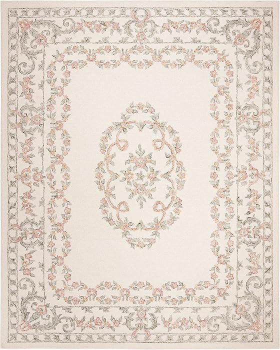 SAFAVIEH Aubusson Collection Area Rug - 9' x 12', Ivory & Pink, Handmade Traditional Wool, Ideal ... | Amazon (US)