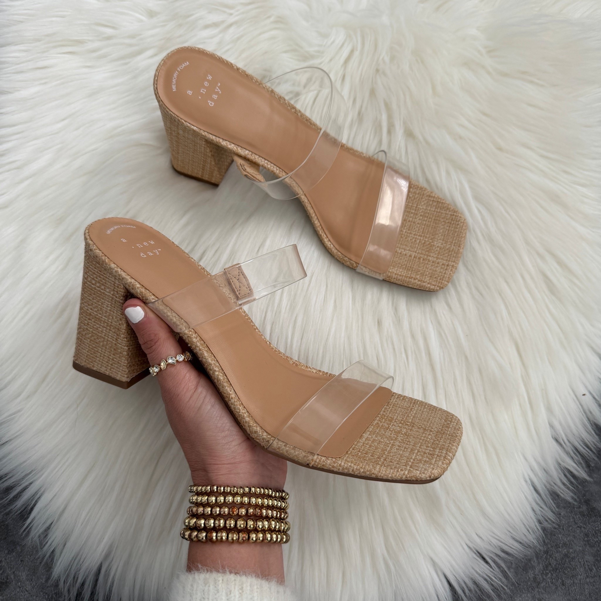 Target Hattie Heels with Memory Foam Insole - A New Day Natural sandals runs true to size 