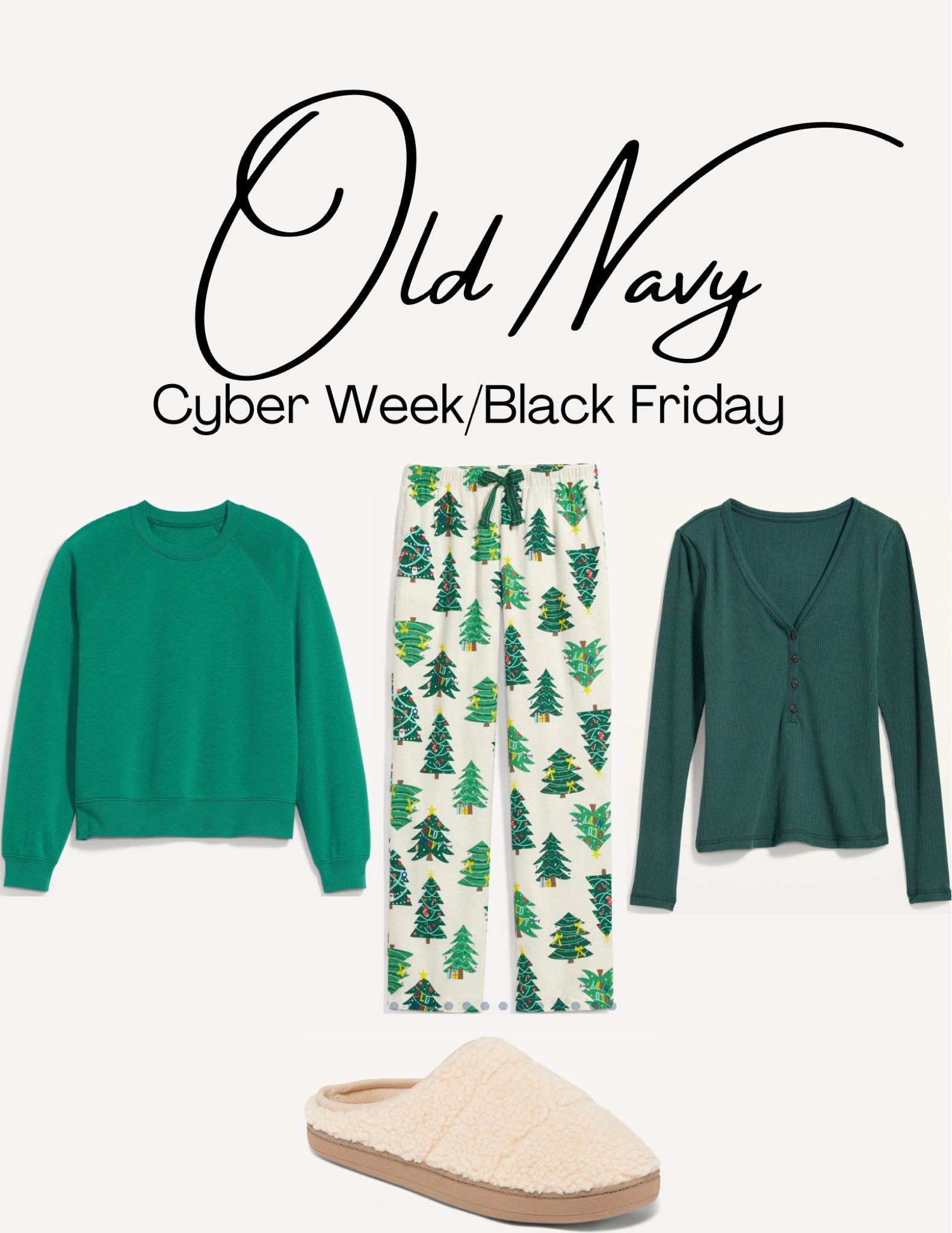 Old Navy has THE cutest Christmas Pajamas and they’re all on sale right now!! They also have the perfect color shirts and sweatshirts to go with them, as well as super cute, cozy, and comfy slippers! Adding these to my cart now!  

#LTKHoliday #LTKCyberweek #LTKsalealert