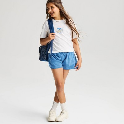 Girls' Lace Trim Knit Pull-On Shorts - Cat & Jack™ Oasis Blue XL | Target