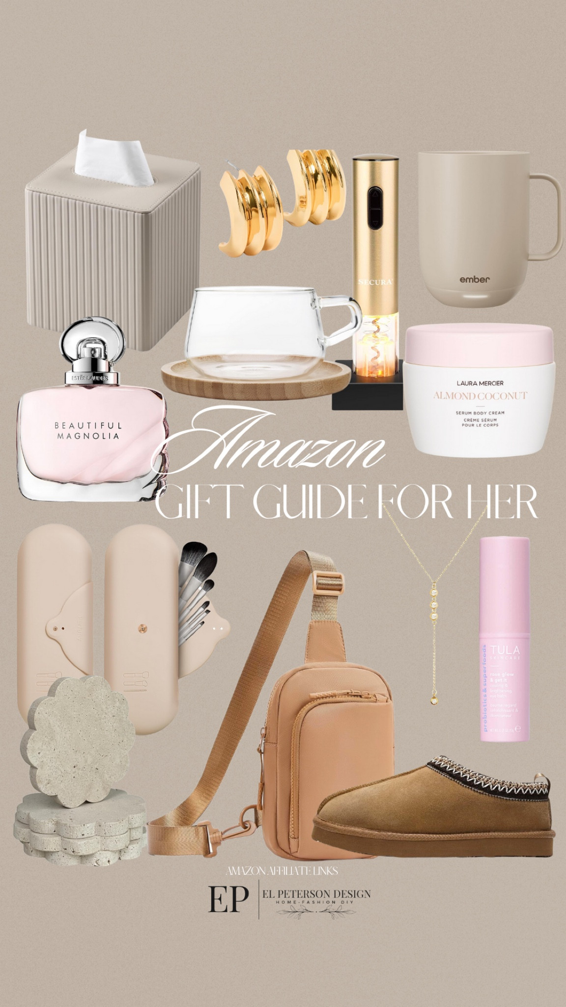 Amazon gift guide for her
Perfume
Makeup brush holder
Tula
Sling bag
Coffee warmer
Tissue holder
Slippers
Coasters 
Earrings 


#LTKGiftGuide