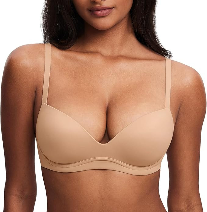 DOBREVA Women's Push Up Bra No Underwire Comfortable Wireless Bras Padded Plunge | Amazon (US)