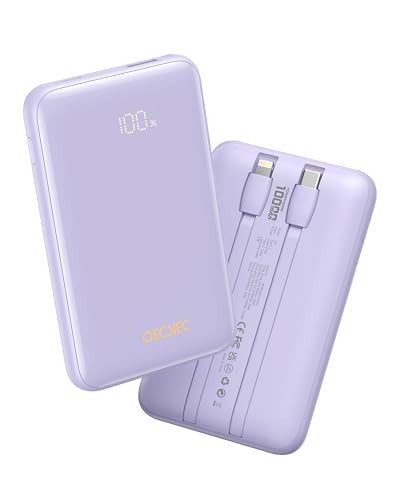 Qecvec Portable Charger 10000mAh, Cell Phone Portable Power Banks with 22.5W PD Fast Charging, Compact Phone Charger Built in Cable, Compatible with Apple, Samsung, Google, Motorola and More | Amazon (US)