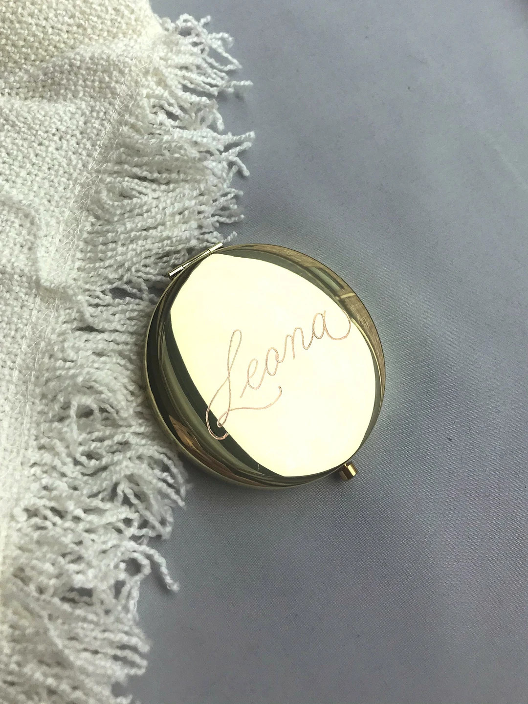 Calligraphy Engraved Compact Mirror Gold Gift for Mom, Sister, Best Friend, Bridesmaids, Bachelor... | Etsy (US)
