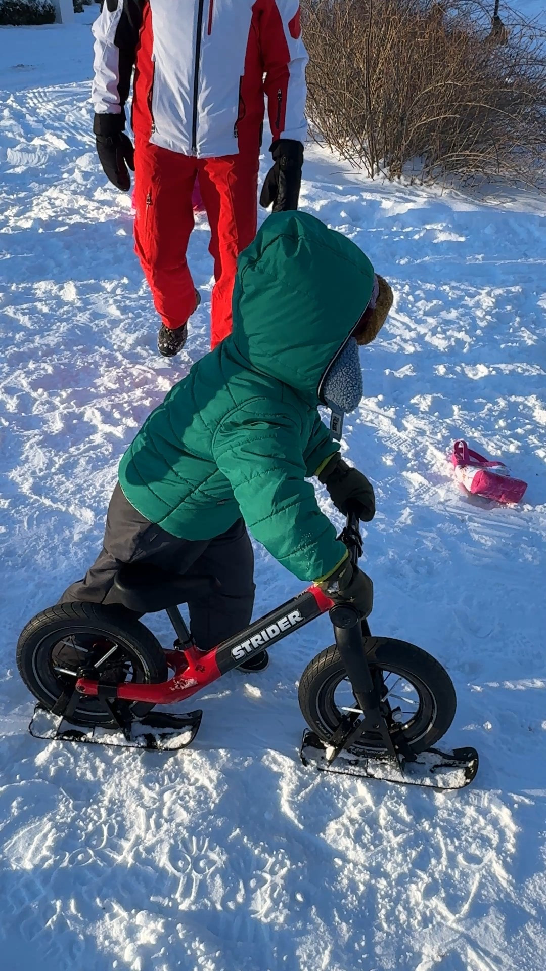 Strider snow skis attachment 