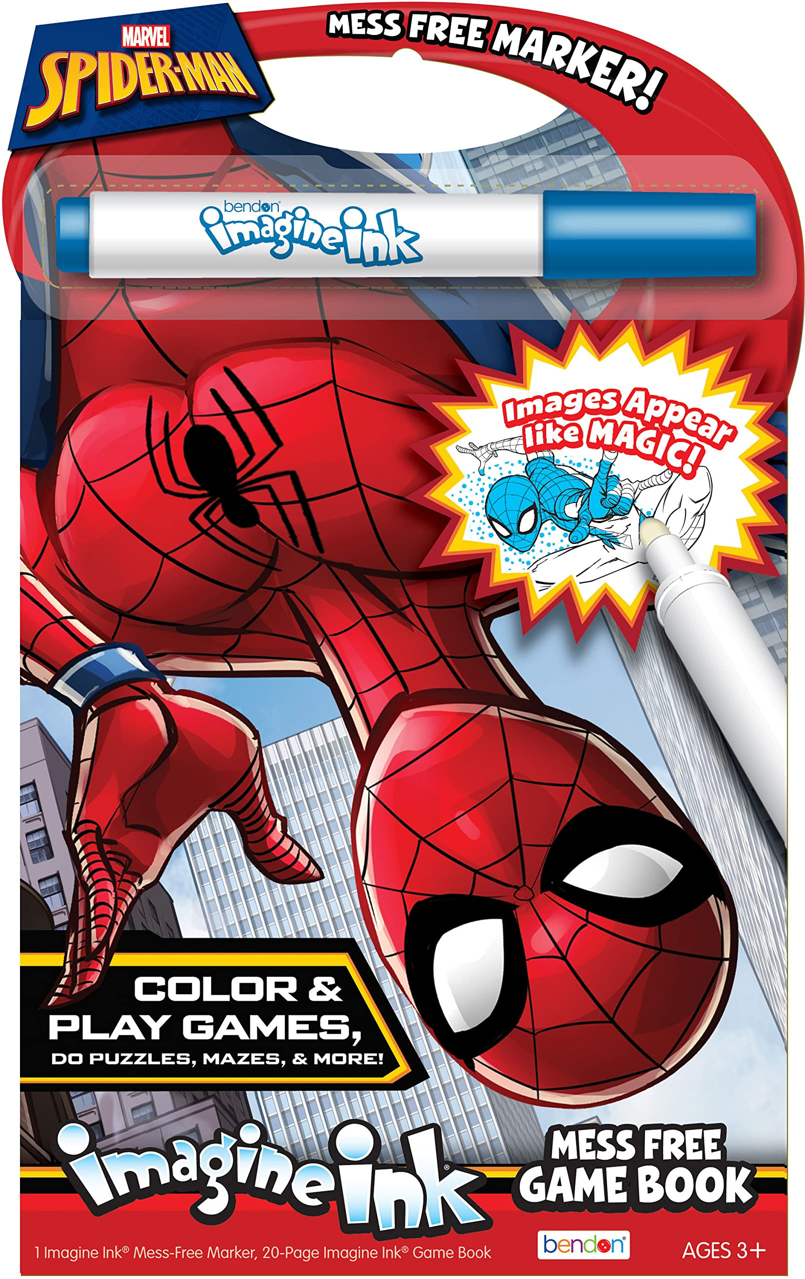 Marvel Spider-Man 20-Page Imagine Ink Coloring Game Book with Mess Free Marker 49928 Bendon | Amazon (US)