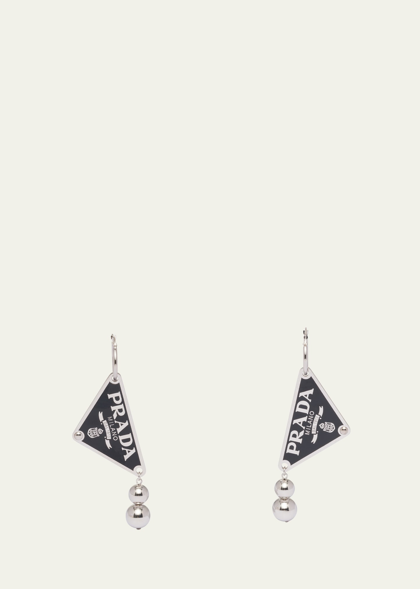 Prada Triangle Sterling Silver Ball Drop Earrings | Bergdorf Goodman