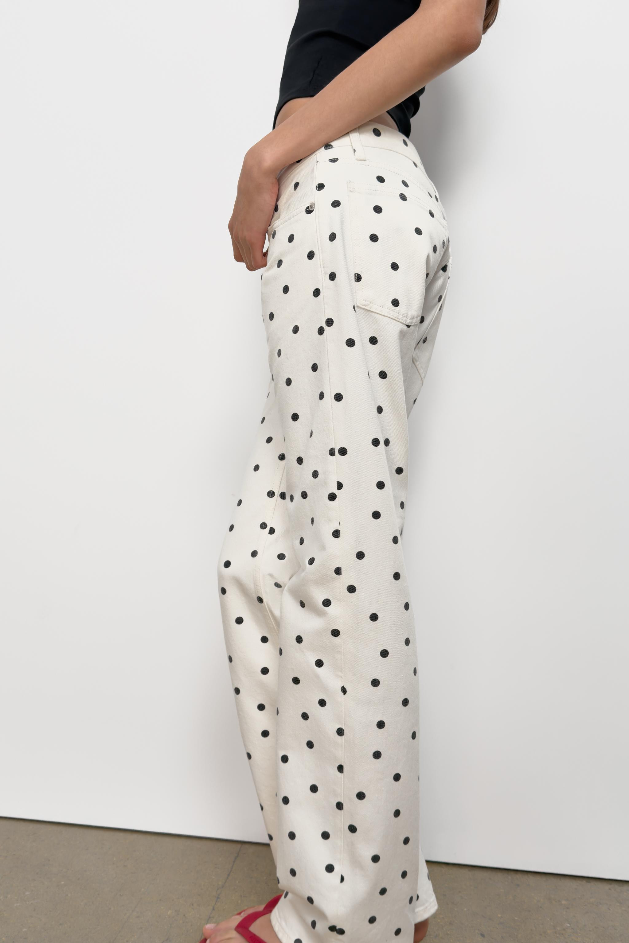 TRF LOW-RISE WIDE-LEG POLKA DOT JEANS | Zara UK