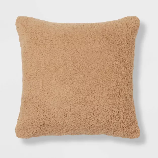 Solid Sherpa Lumbar Throw Pillow Neutral - Threshold™ | Target