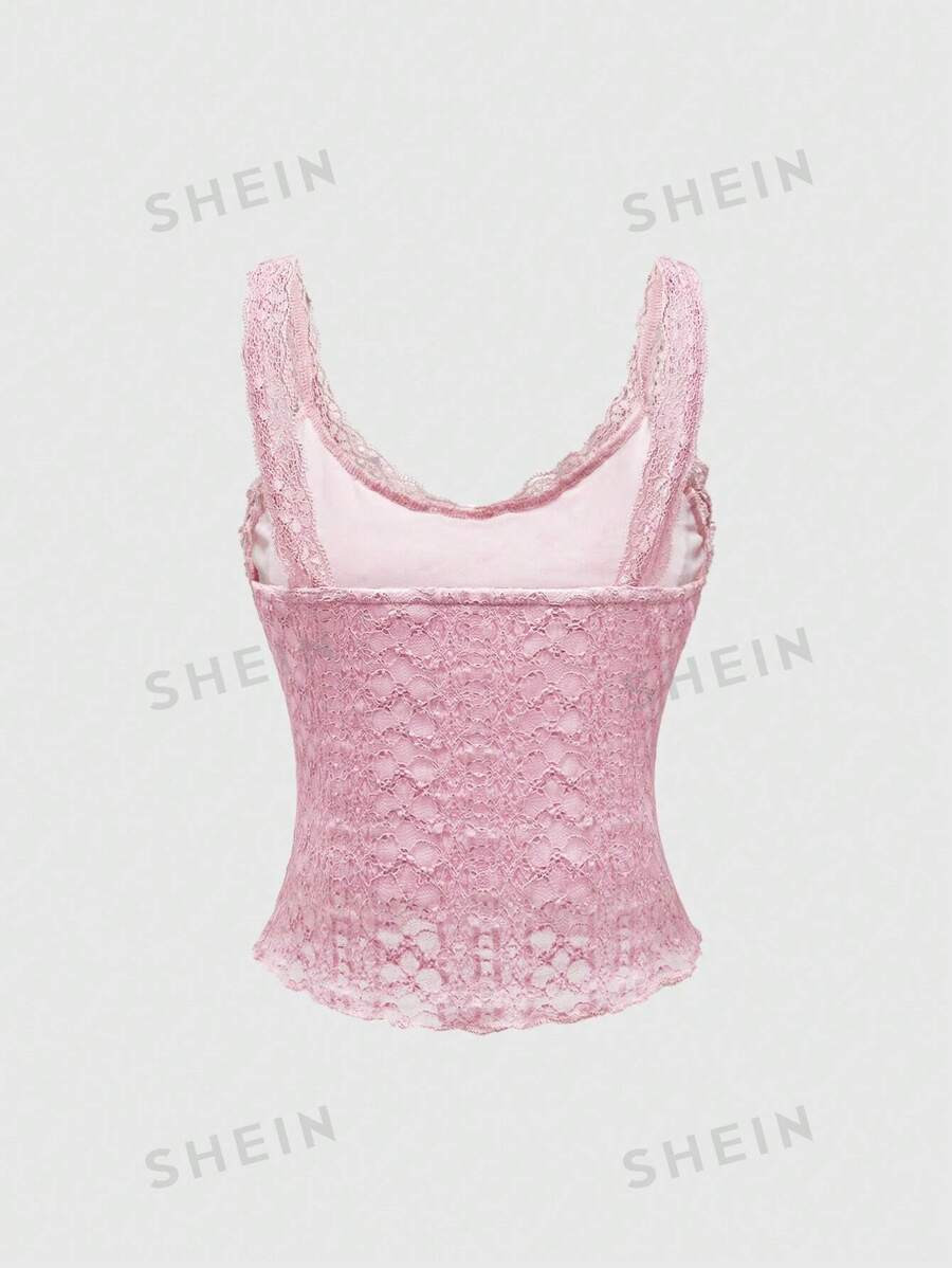 ROMWE Fairycore Women Lace Up Fashion Lace Cami Top | SHEIN