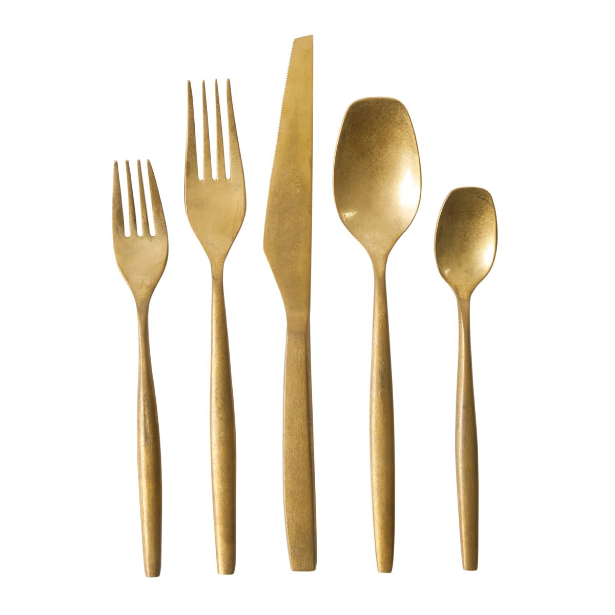 Bloomhouse 20 Piece Stone Washed Gold Flatware 18/10 Stainless Steel Silverware Cutlery Utensil S... | Wayfair North America