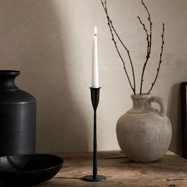 Stanton Forged Black Dinner Candle Holder | The White Company (UK)